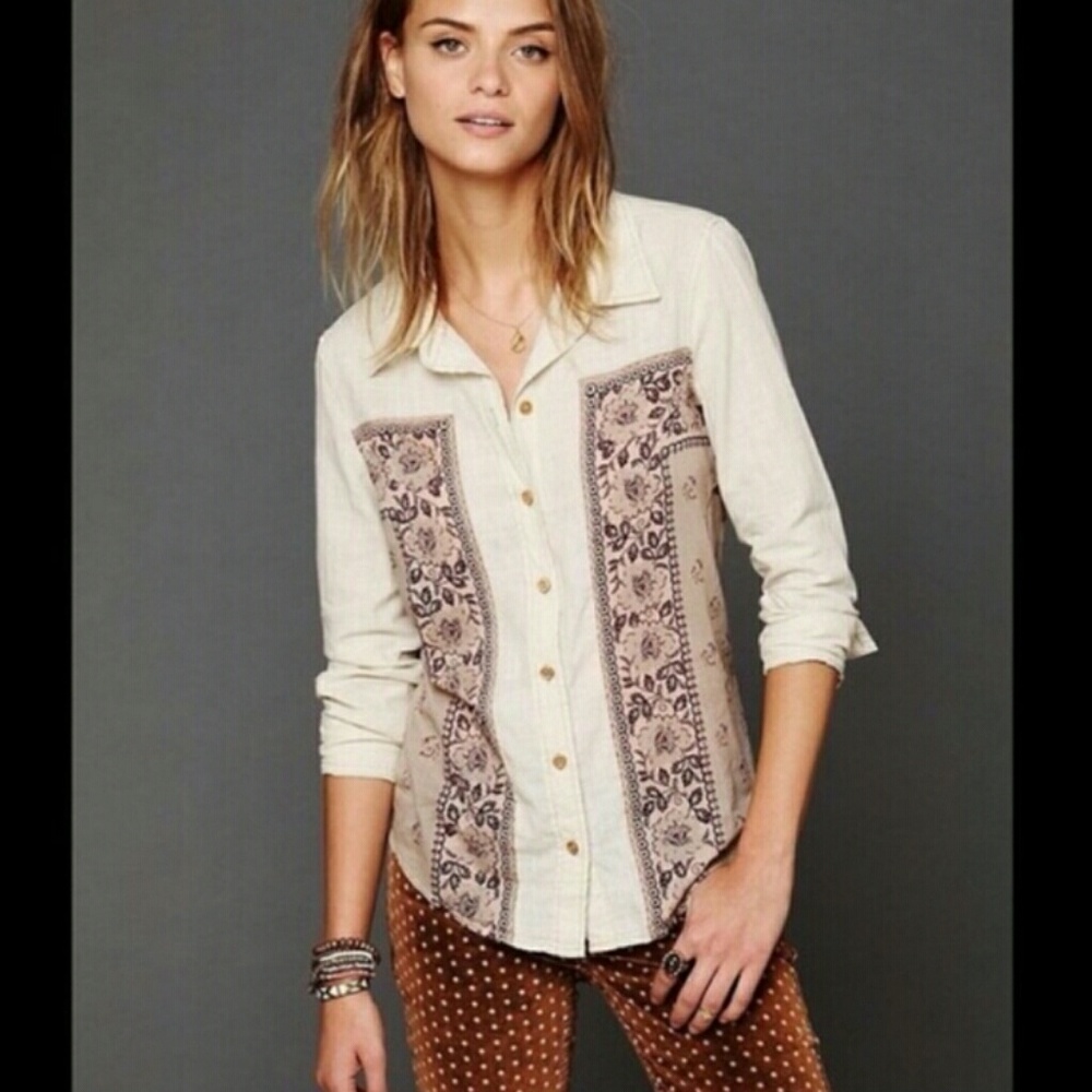 Free People Floral Panel button down - size s/p